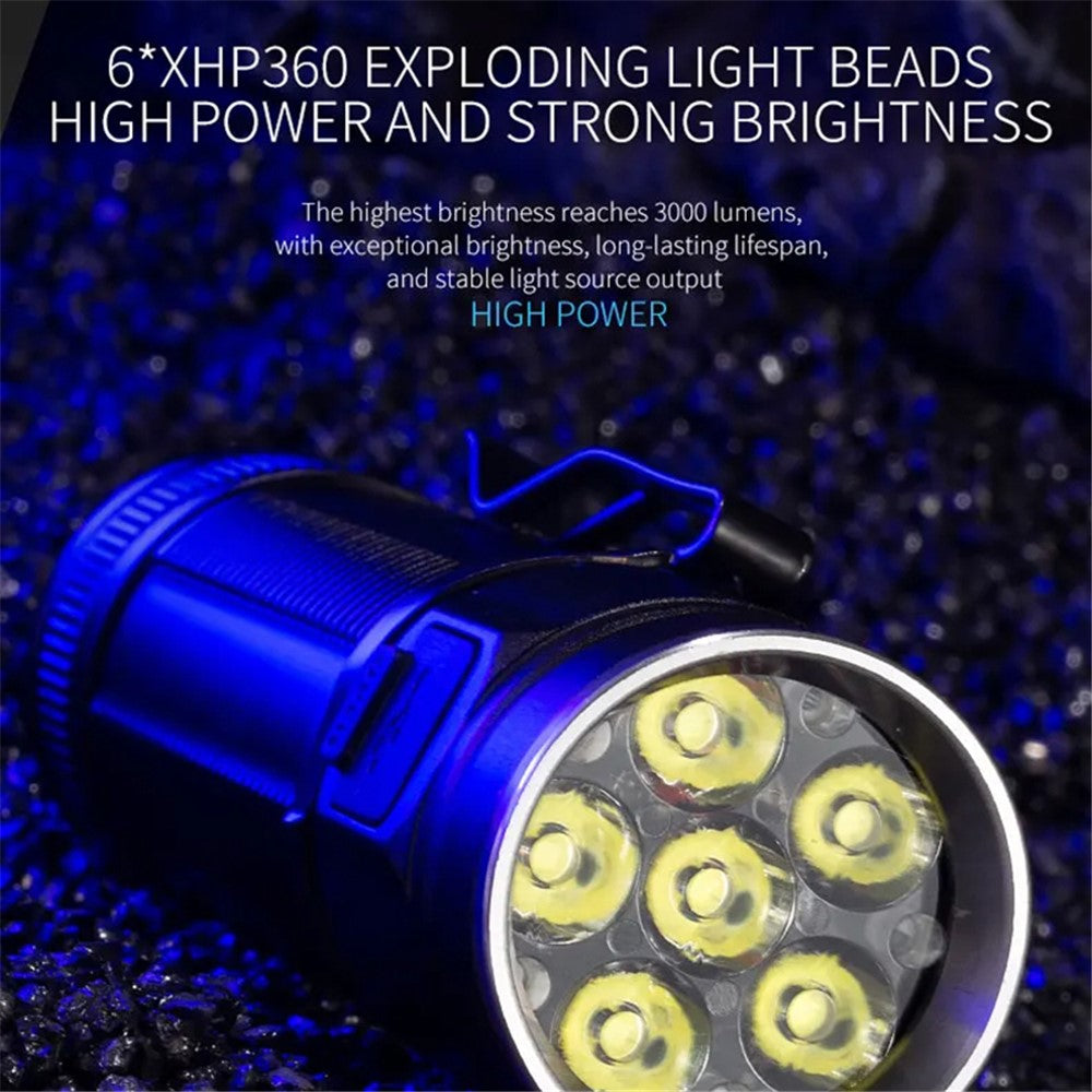 W5184 6-LED Flashlight with Clip for Camping Fishing Light High Brightness Battery-Operated Night Light