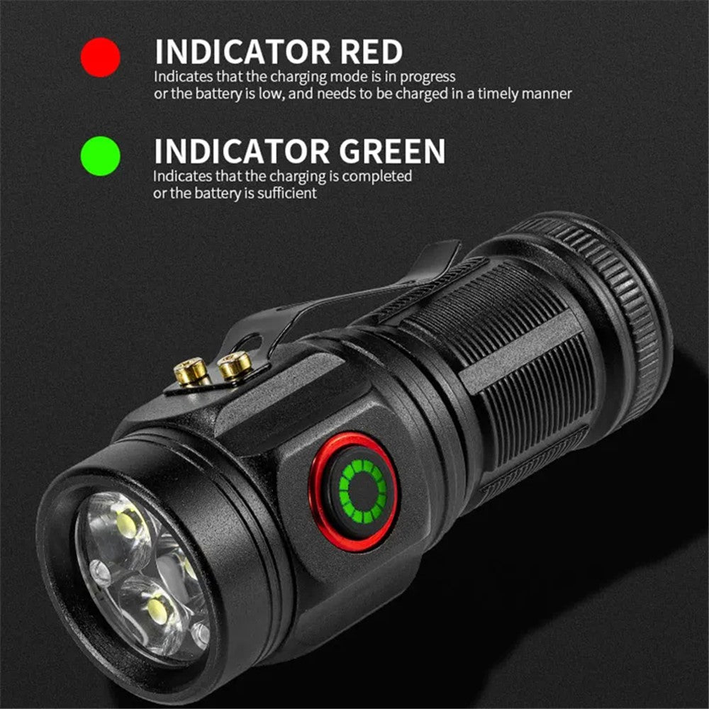 W5182 Portable Flashlight with Clip, High Brightness 3-LED Night Light Battery-Operated Mini Light for Camping Fishing