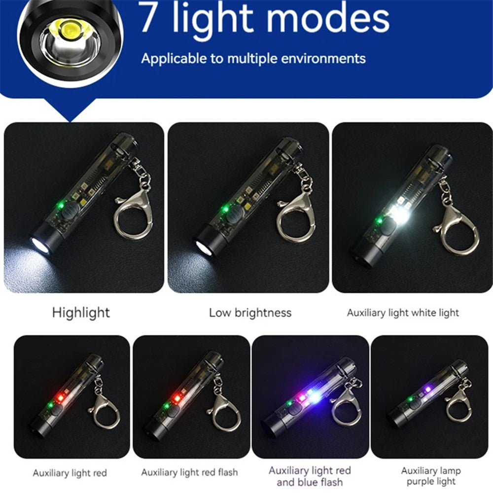 MNS1 Mini Portable Flashlight Outdoor Emergency Whistle Camping Hiking Torch with Keychain
