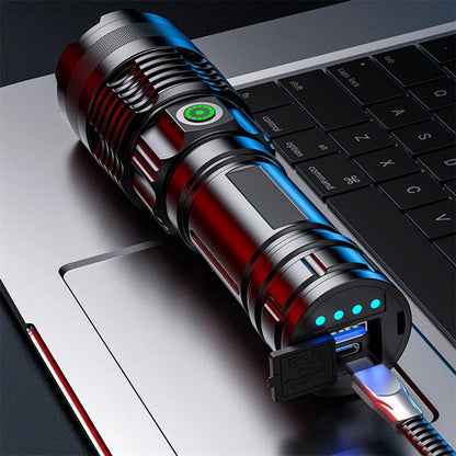 A55 Telescopic Zoom Flashlights USB-C Rechargeable LED Tactical Torch with White Laser Light
