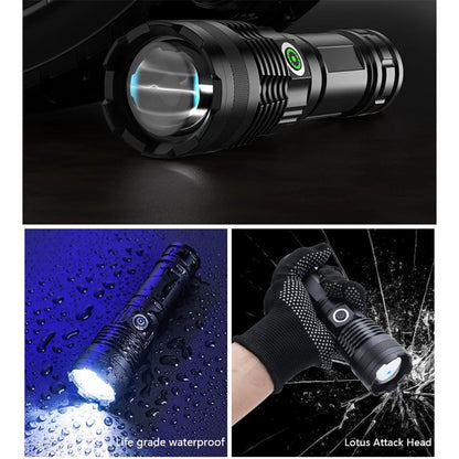 A55 Telescopic Zoom Flashlights USB-C Rechargeable LED Tactical Torch with White Laser Light