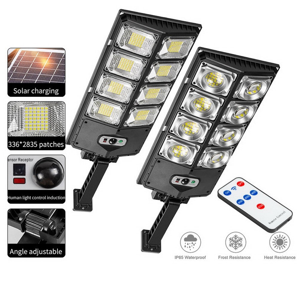 W789AB-4 Waterproof LED Solar Motion Sensor Lights Outdoor Street Lights with Remote Control 3 Lighting Modes Security Light for Front Door Yard Garage