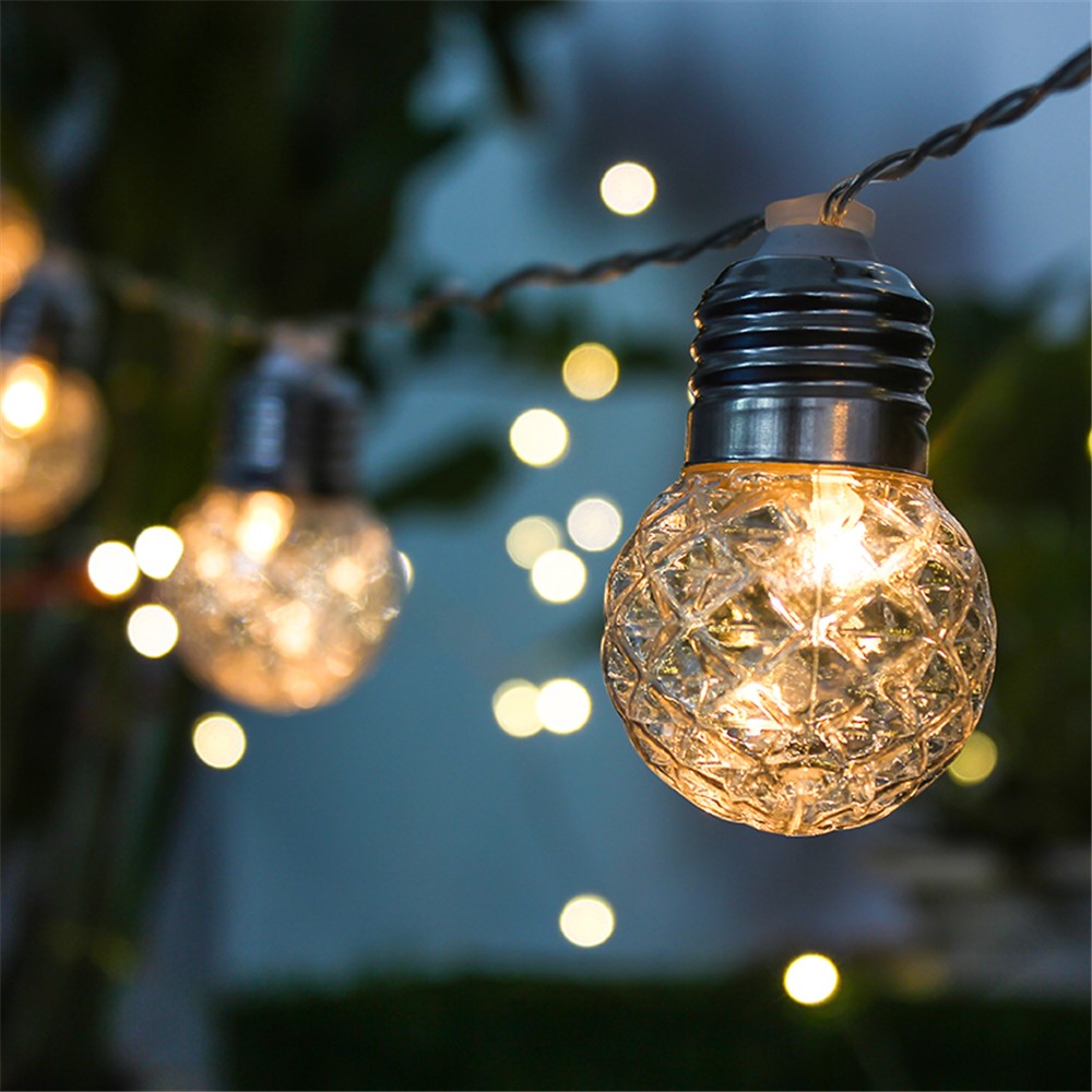 3.8M 10LED Pineapple Bulb Solar Lamp String Light Outdoor Garden Decoration