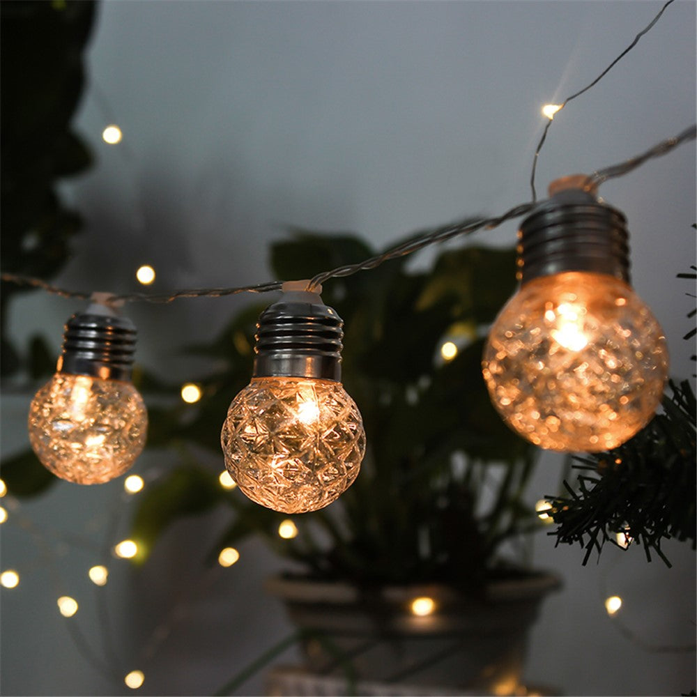 3.8M 10LED Pineapple Bulb Solar Lamp String Light Outdoor Garden Decoration