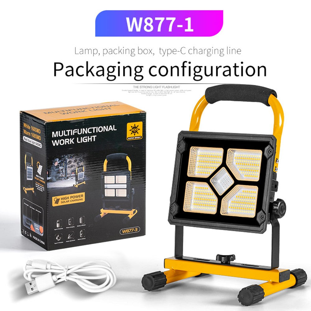 W877-1 Multifunctional 3600mAh Solar LED Light High Power Solar Light Power Bank Portable Searchlight Waterproof Emergency Light Support 360-Degree Rotating 180-Degree Adjustable