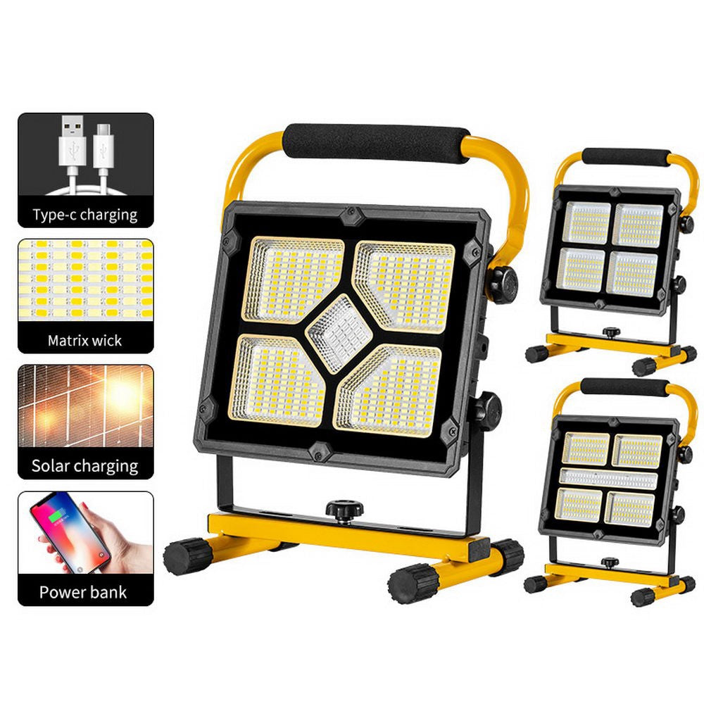W877-1 Multifunctional 3600mAh Solar LED Light High Power Solar Light Power Bank Portable Searchlight Waterproof Emergency Light Support 360-Degree Rotating 180-Degree Adjustable
