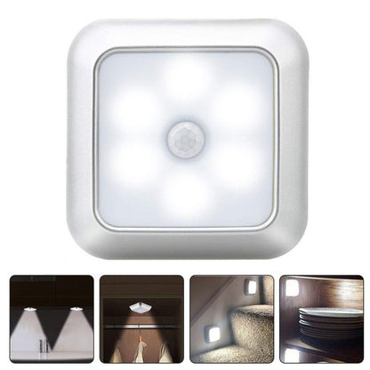 1Pc 1143 Square 6 LED Motion Sensor Night Light Battery Powered PIR Induction Under Cabinet Light Closet Lamp