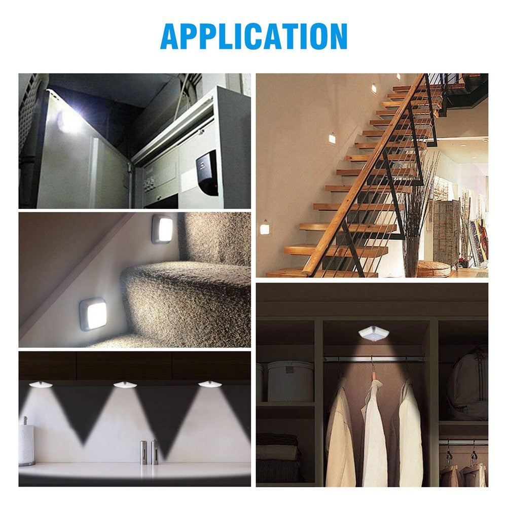 1Pc 1143 Square 6 LED Motion Sensor Night Light Battery Powered PIR Induction Under Cabinet Light Closet Lamp