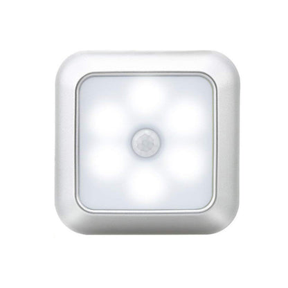 1Pc 1143 Square 6 LED Motion Sensor Night Light Battery Powered PIR Induction Under Cabinet Light Closet Lamp