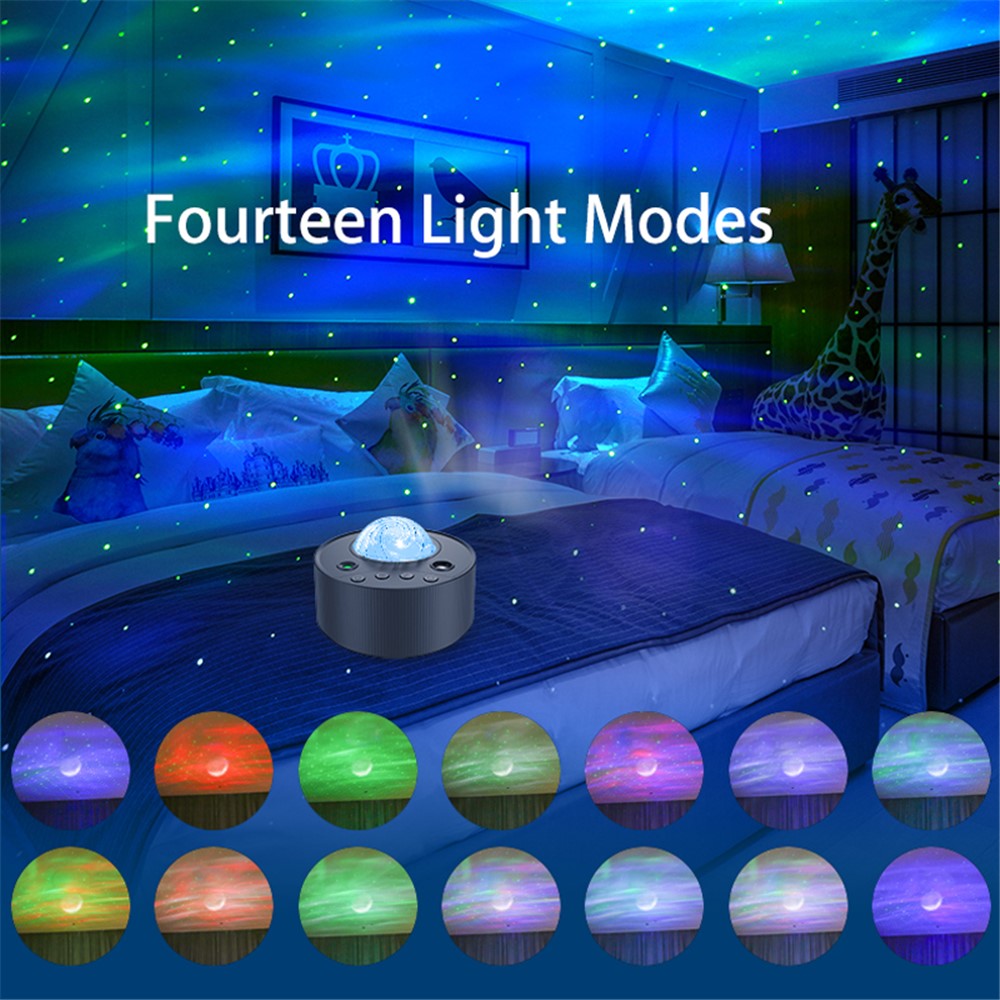 K-1090 Northern Lights Projection Lamp USB Moon Light LED RGB Laser Night Light with 7 Brightness Level Adjustable (Laser Version)
