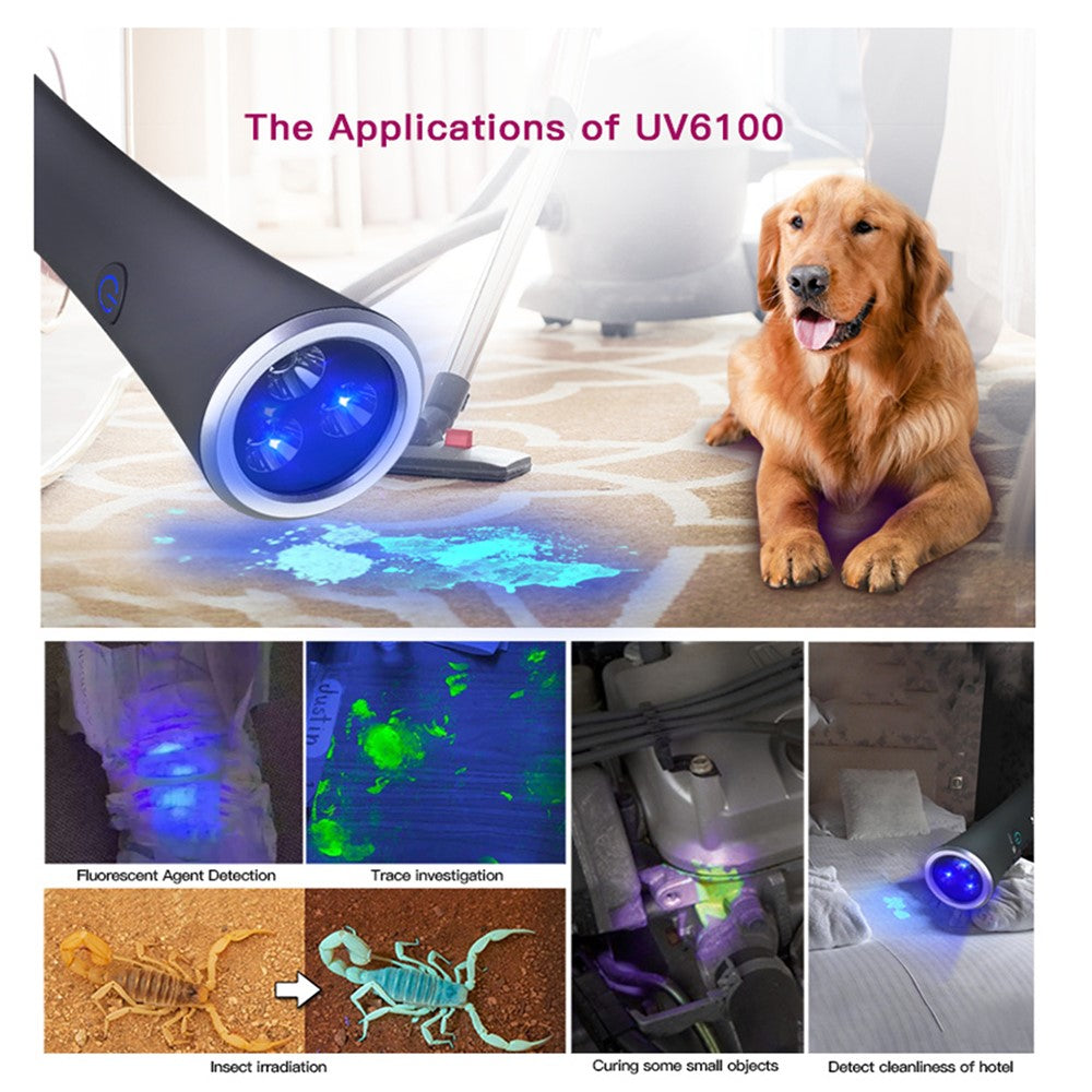 TANK007 UV6100 UV Flashlight for Sanitization Inspection Pet Stain Insect Detection Lamp