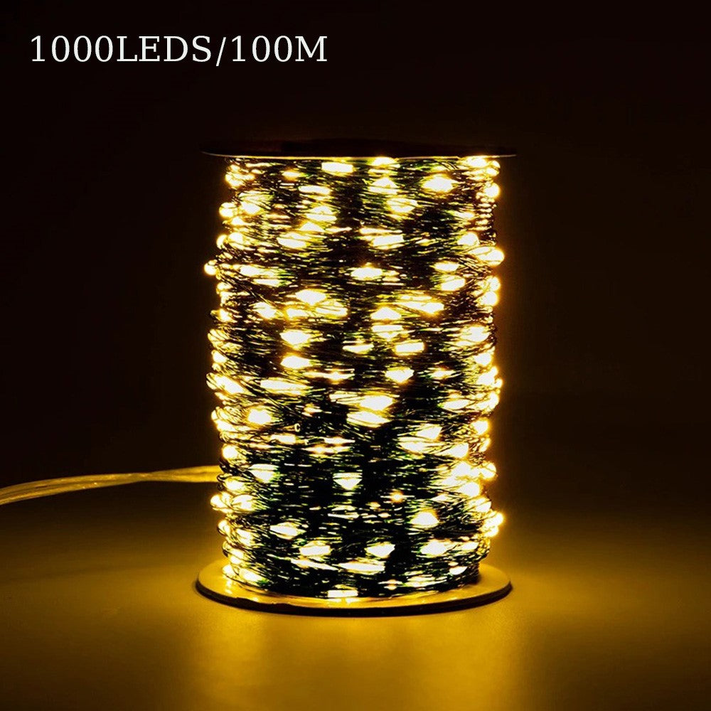 100m 1000 Leds 8 Modes IP44 Waterproof Copper Wire String Light Outdoor Decoration