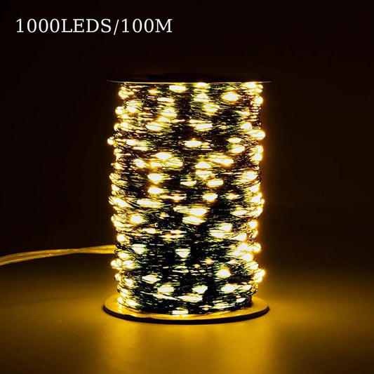 100m 1000 Leds 8 Modes IP44 Waterproof Copper Wire String Light Outdoor Decoration