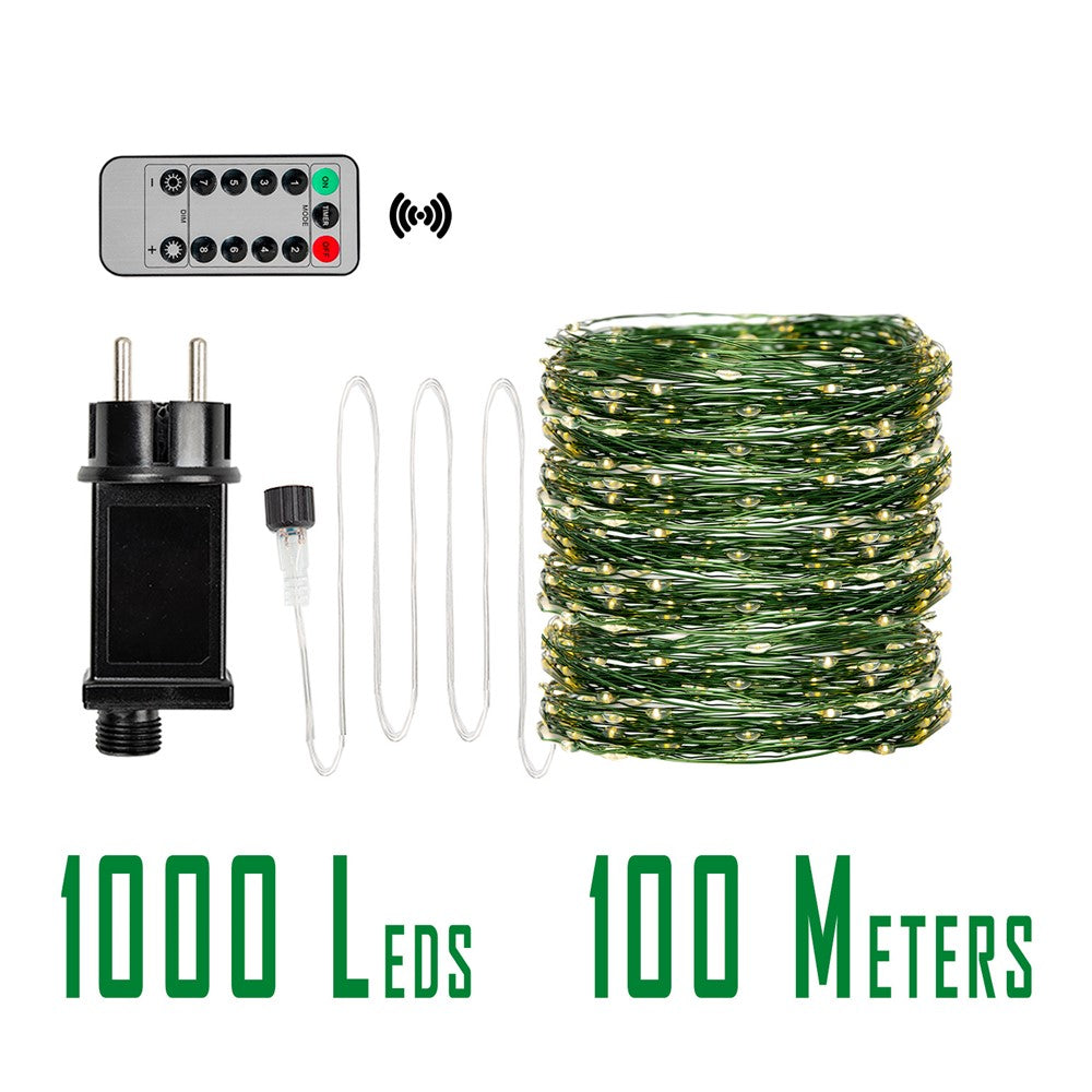 100m 1000 Leds 8 Modes IP44 Waterproof Copper Wire String Light Outdoor Decoration