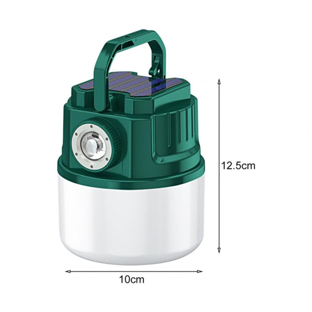 C52 Multi-Functional Flashlight Solar Power Camping Light Zoomable IPX6 Waterproof Tent Lamp with USB Output, Indicator