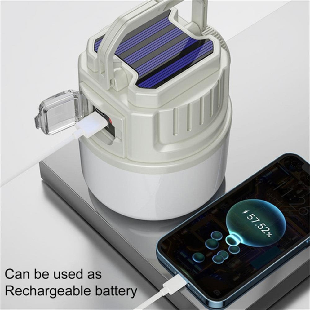 C52 Multi-Functional Flashlight Solar Power Camping Light Zoomable IPX6 Waterproof Tent Lamp with USB Output, Indicator