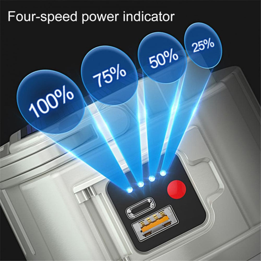 C52 Multi-Functional Flashlight Solar Power Camping Light Zoomable IPX6 Waterproof Tent Lamp with USB Output, Indicator