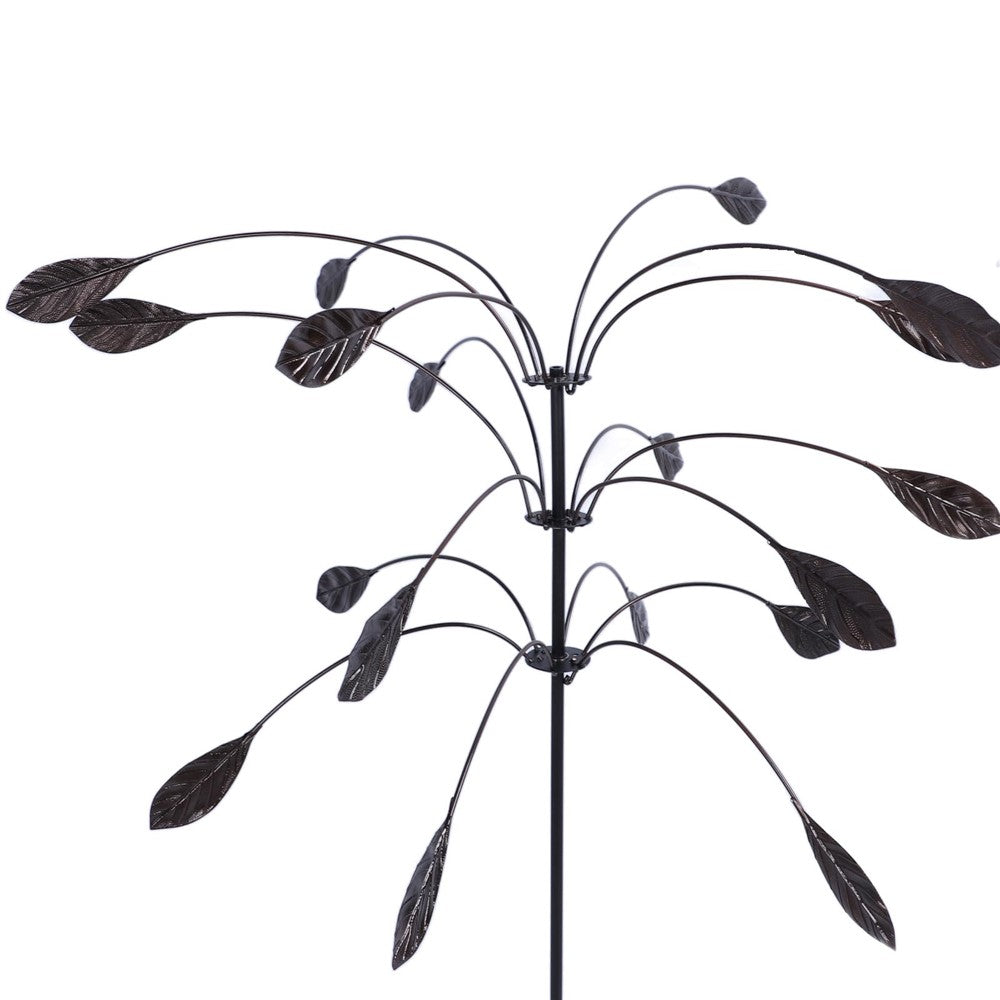 Outdoor Garden Yard Wind Power Spinner Iron Art Decorative Rotating Leaves Windmill
