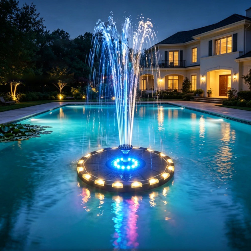 3.5W Solar Powered Floating Water Fountain for Bird Bath Solar Water Pump with 7-Color LED Light
