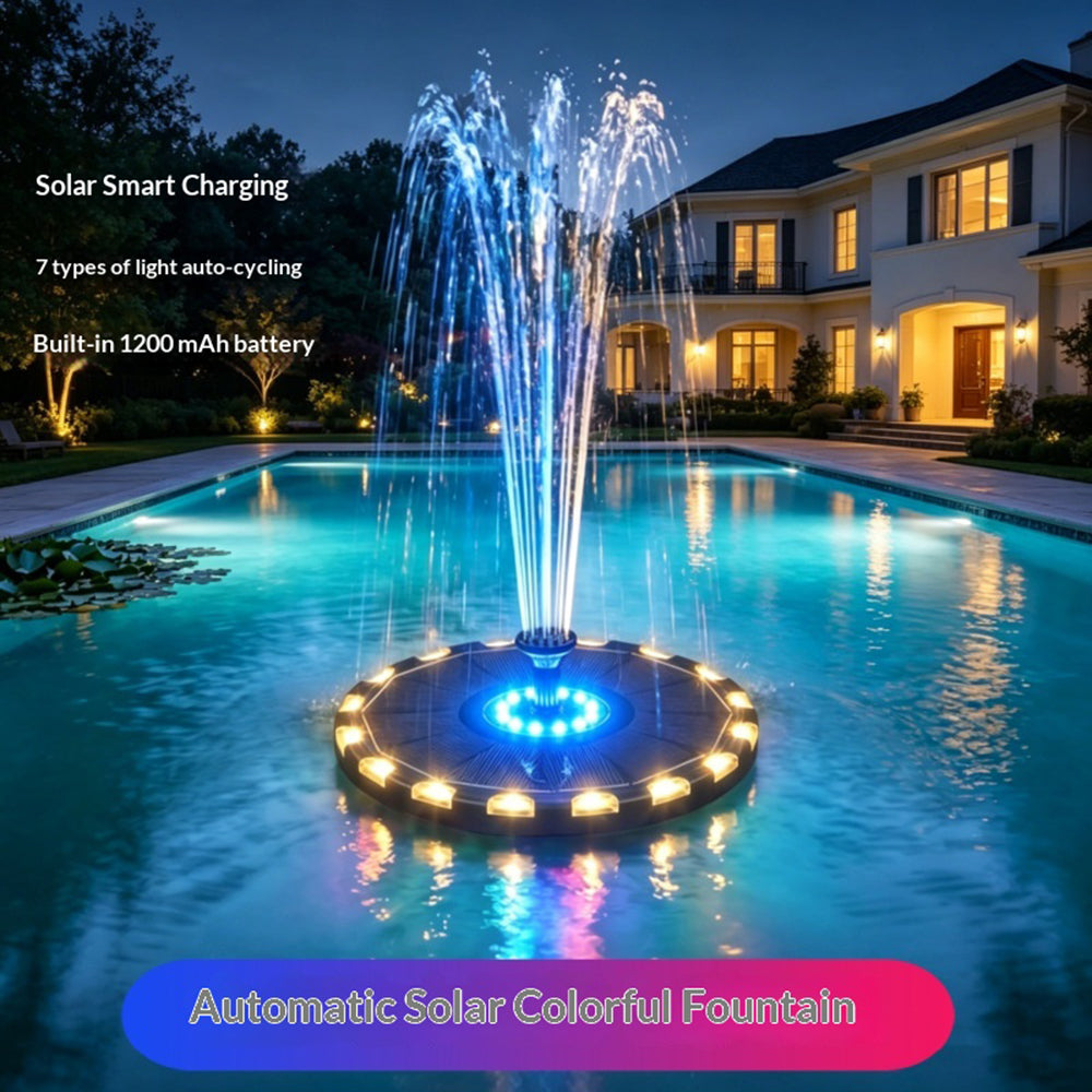 3.5W Solar Powered Floating Water Fountain for Bird Bath Solar Water Pump with 7-Color LED Light