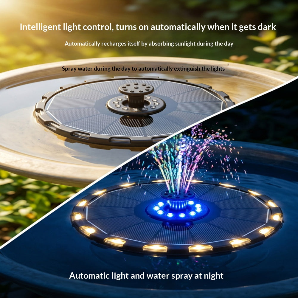 3.5W Solar Powered Floating Water Fountain for Bird Bath Solar Water Pump with 7-Color LED Light