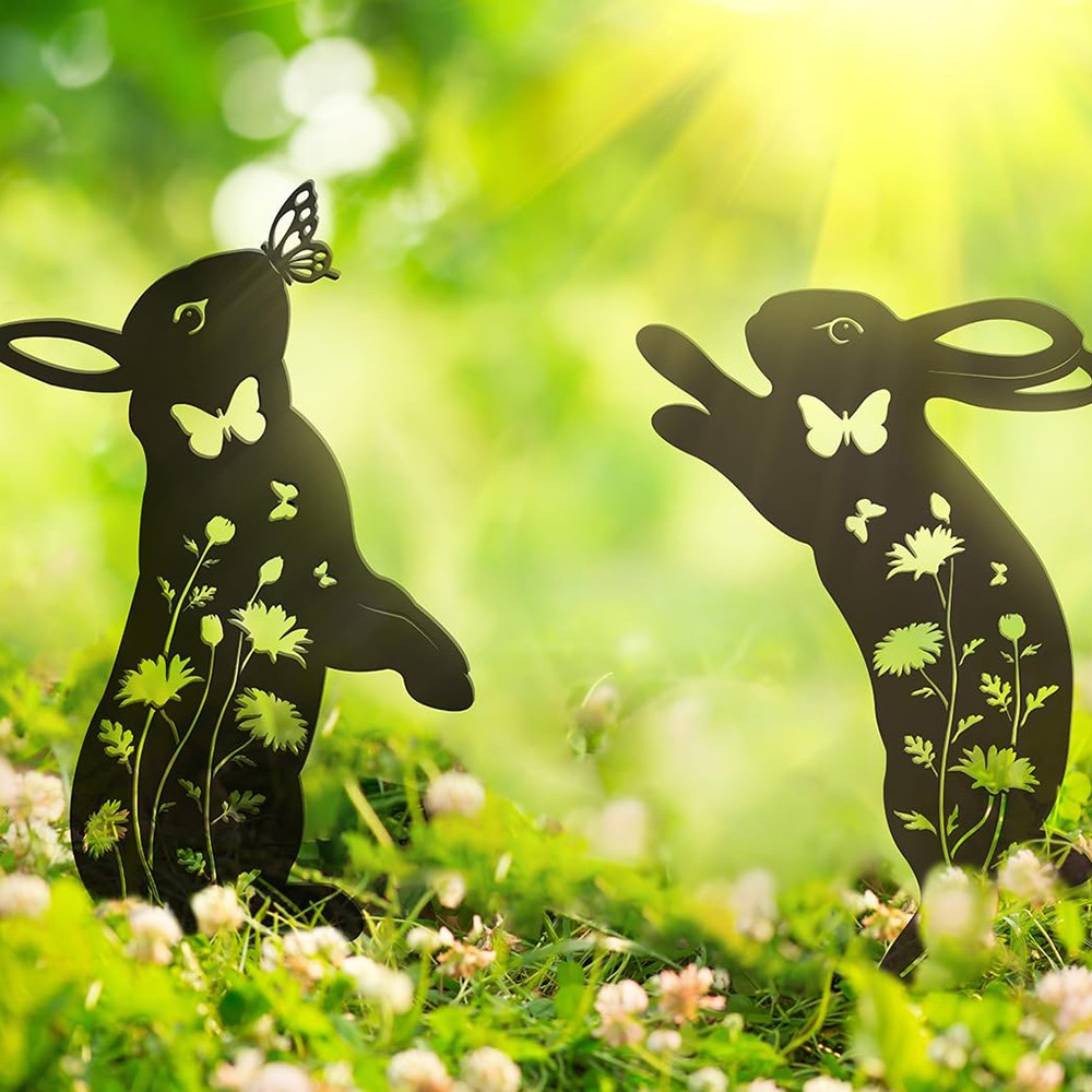 2PCS Hollow-Out Iron Garden Decor Stake Yard Art Decoration for Patio, Lawn