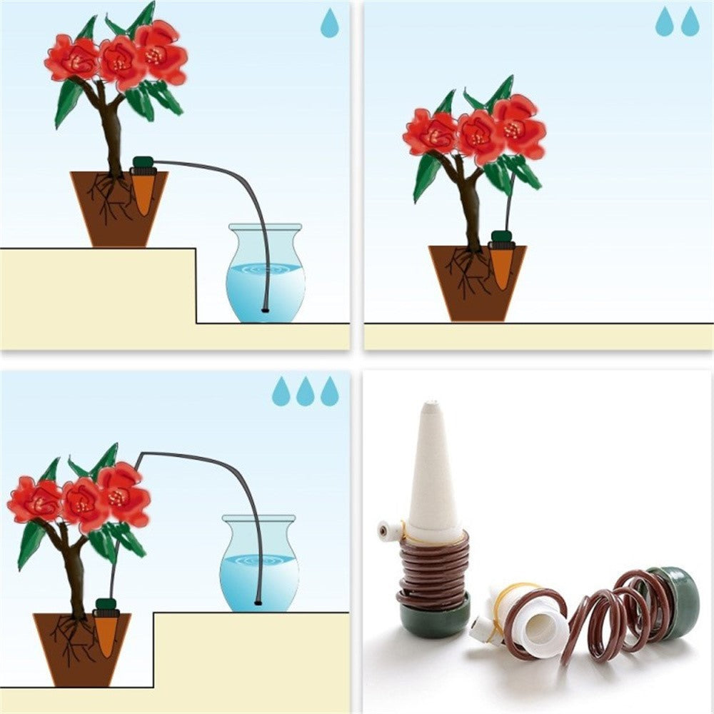 10Pcs PP+Ceramic Self-Watering Dripper Flower Pot Drip Irrigation Bonsai Automatic Watering Tool