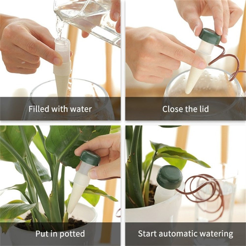 10Pcs PP+Ceramic Self-Watering Dripper Flower Pot Drip Irrigation Bonsai Automatic Watering Tool