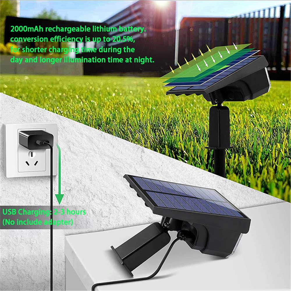YOUOKLIGHT 2Pcs Outdoor IP65 Waterproof 40-LED 3 Modes Solar Landscape Spotlights for Garden Pathway Yard Driveway Porch