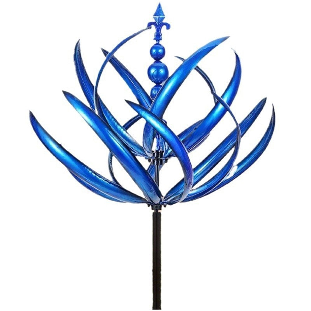 Metal Garden Wind Spinner Outdoor Yard Art Kinetic Sculpture Halow Twirler Iron Windmill with Ground Stake