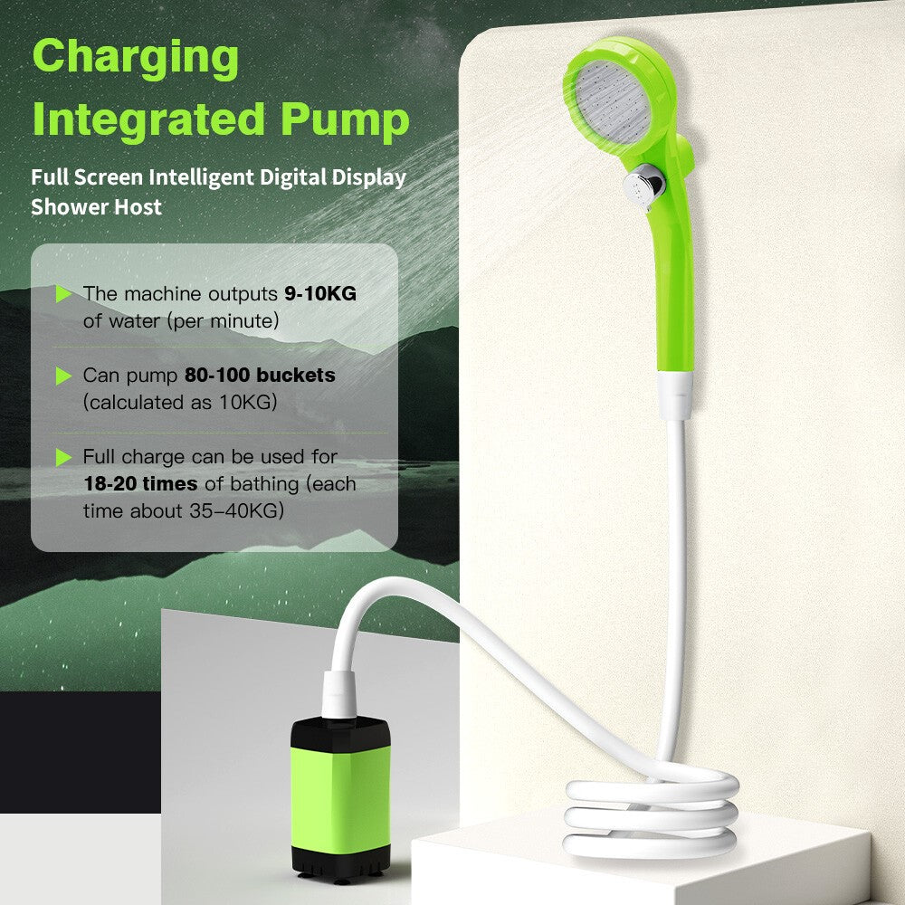 Portable Digital Display Camping Shower USB Rechargeable Outdoor Travel Shower Device