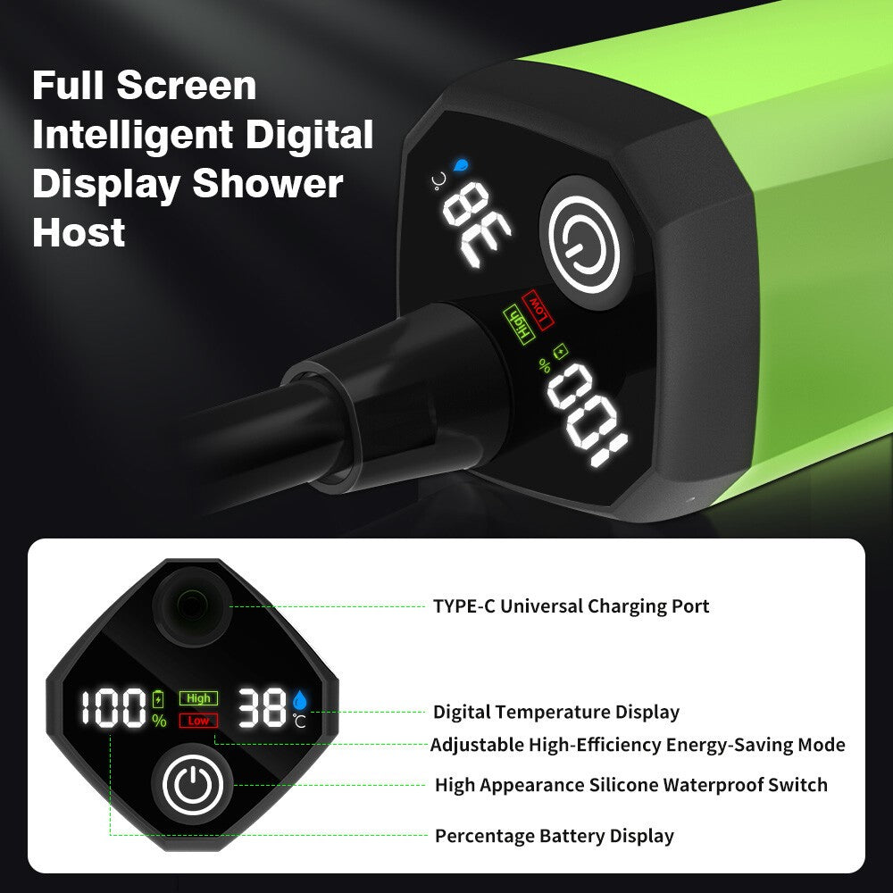 Portable Digital Display Camping Shower USB Rechargeable Outdoor Travel Shower Device