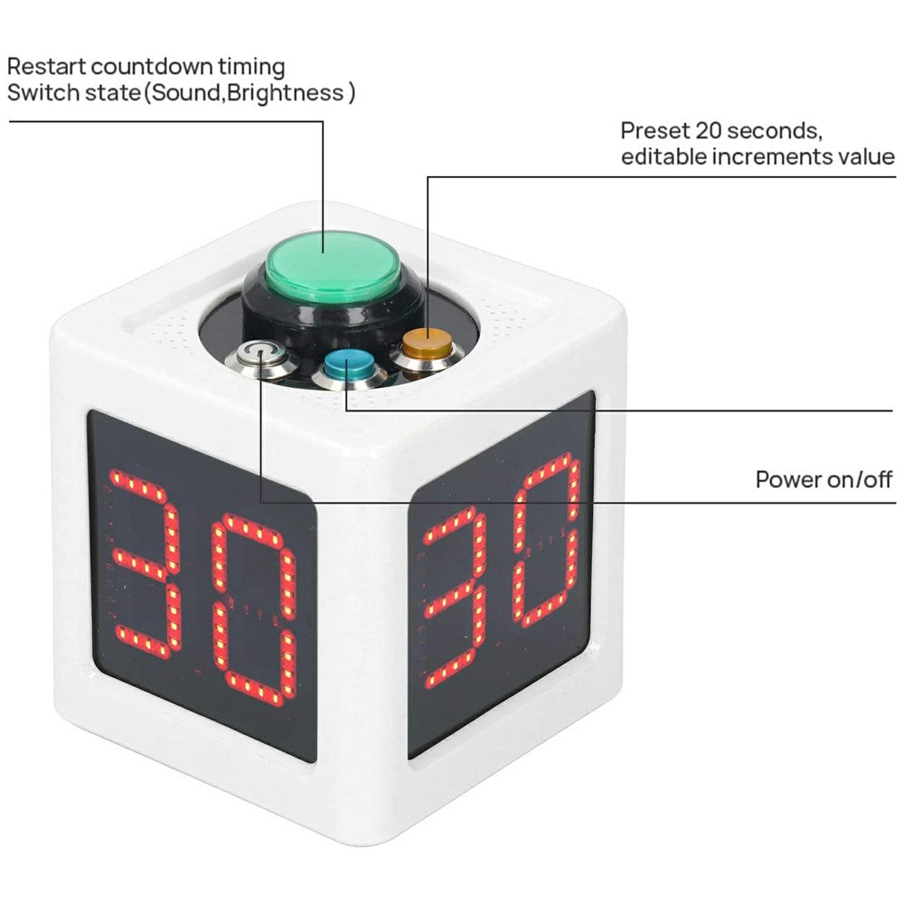 1.4 Inch Mini Digital Stopwatch 4 Sides Programmable Timer with 3 Buttons Countdown Timer