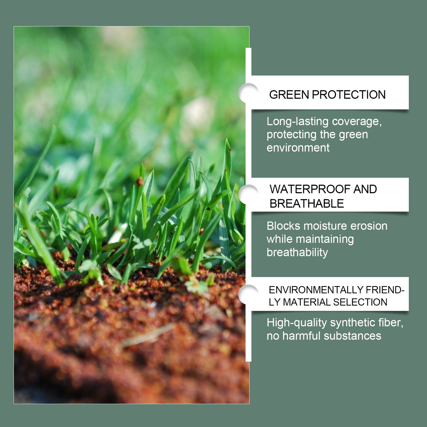 MOONSPRY 300cmx20cm Ecological Grass Seed Mat Waterproof Synthetic Fiber Lawn Planting Mat