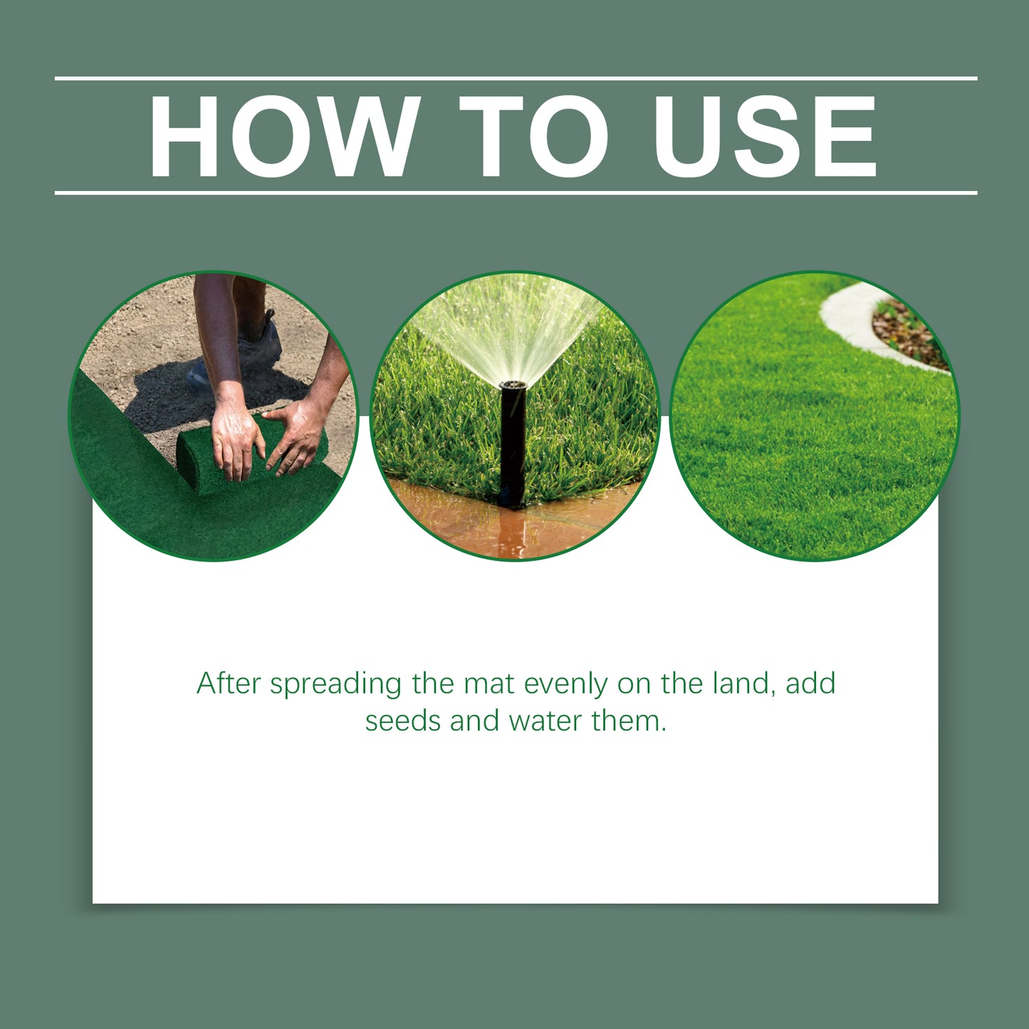MOONSPRY 300cmx20cm Ecological Grass Seed Mat Waterproof Synthetic Fiber Lawn Planting Mat