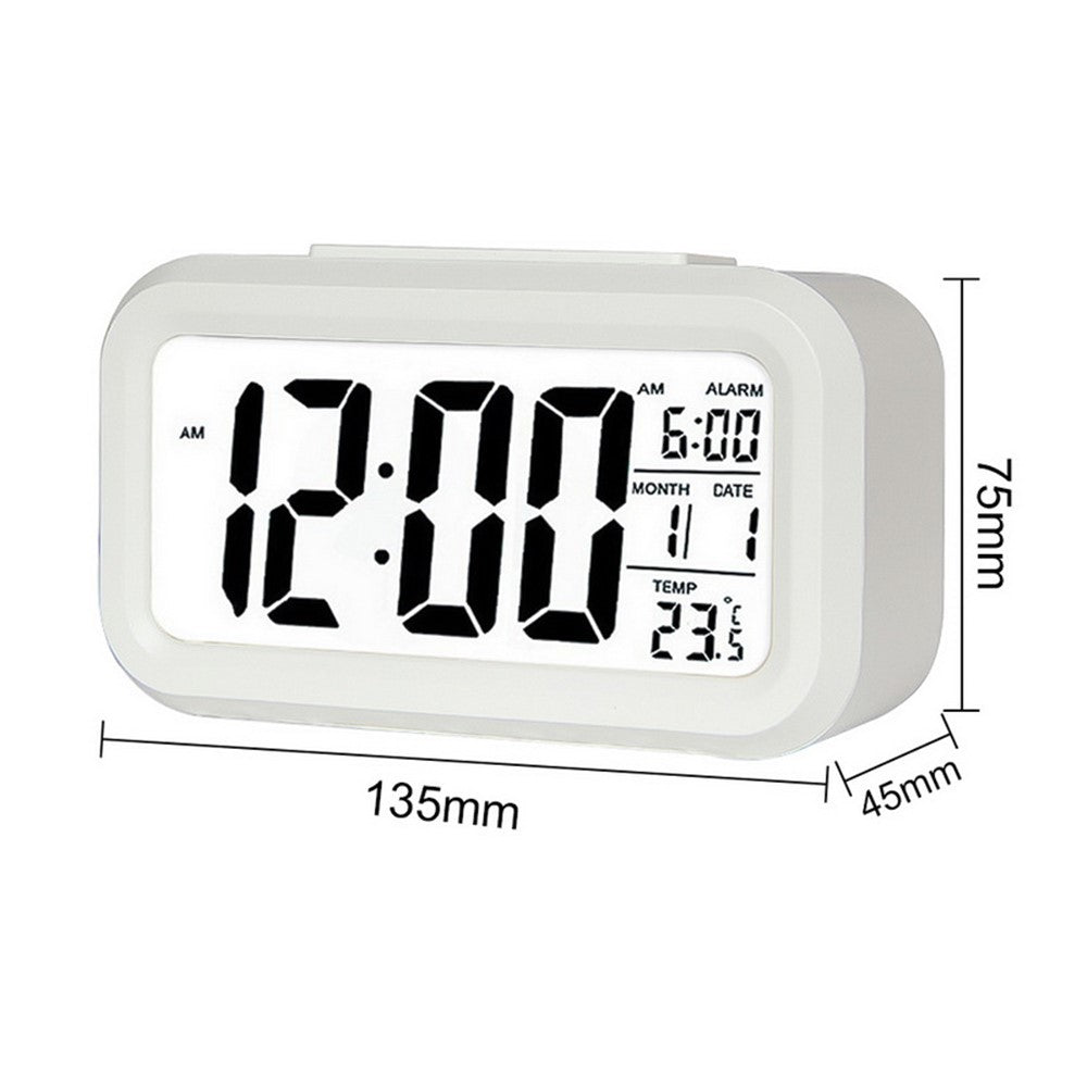 Battery Powered Digital LED Backlight Alarm Clock with Date Temperature Display