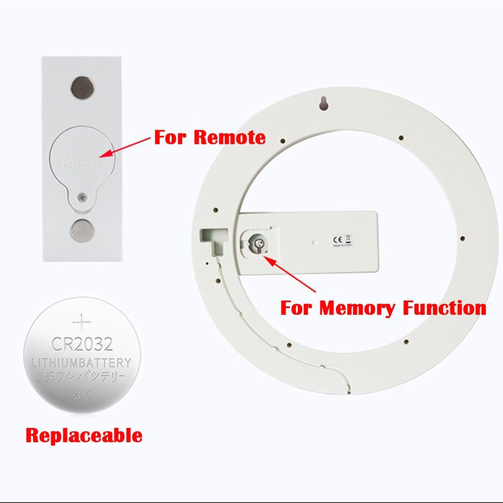 TS-S24 Creative LED Mirror Hollow Wall Clock with Alarm Temperature Ring Light Multi-color Switch