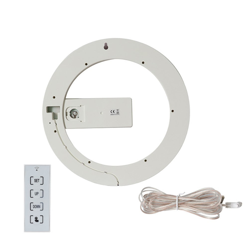 TS-S24 Creative LED Mirror Hollow Wall Clock with Alarm Temperature Ring Light Multi-color Switch