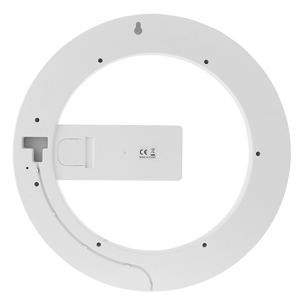 TS-S24 Creative LED Mirror Hollow Wall Clock with Alarm Temperature Ring Light Multi-color Switch