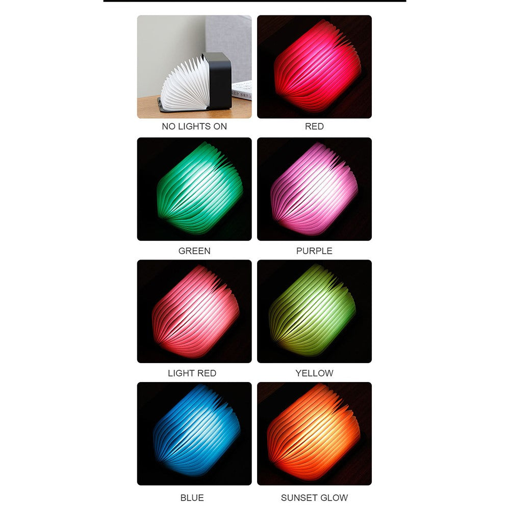 Y1 Wooden Alarm Clock Time Display Colorful Creative Book-shaped Light Desktop USB Rechargeable Smart Alarm Clock