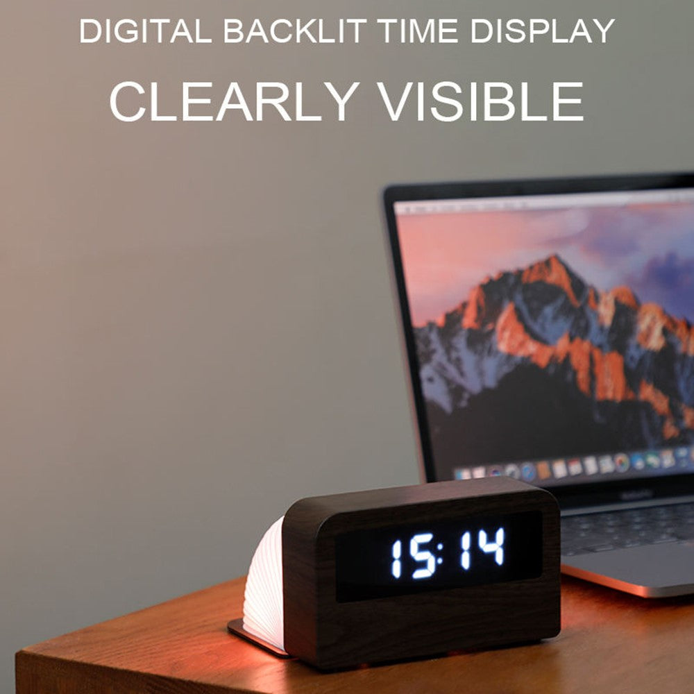 Y1 Creative Book-shaped Light Clock Time Display USB Rechargeable Smart Clock