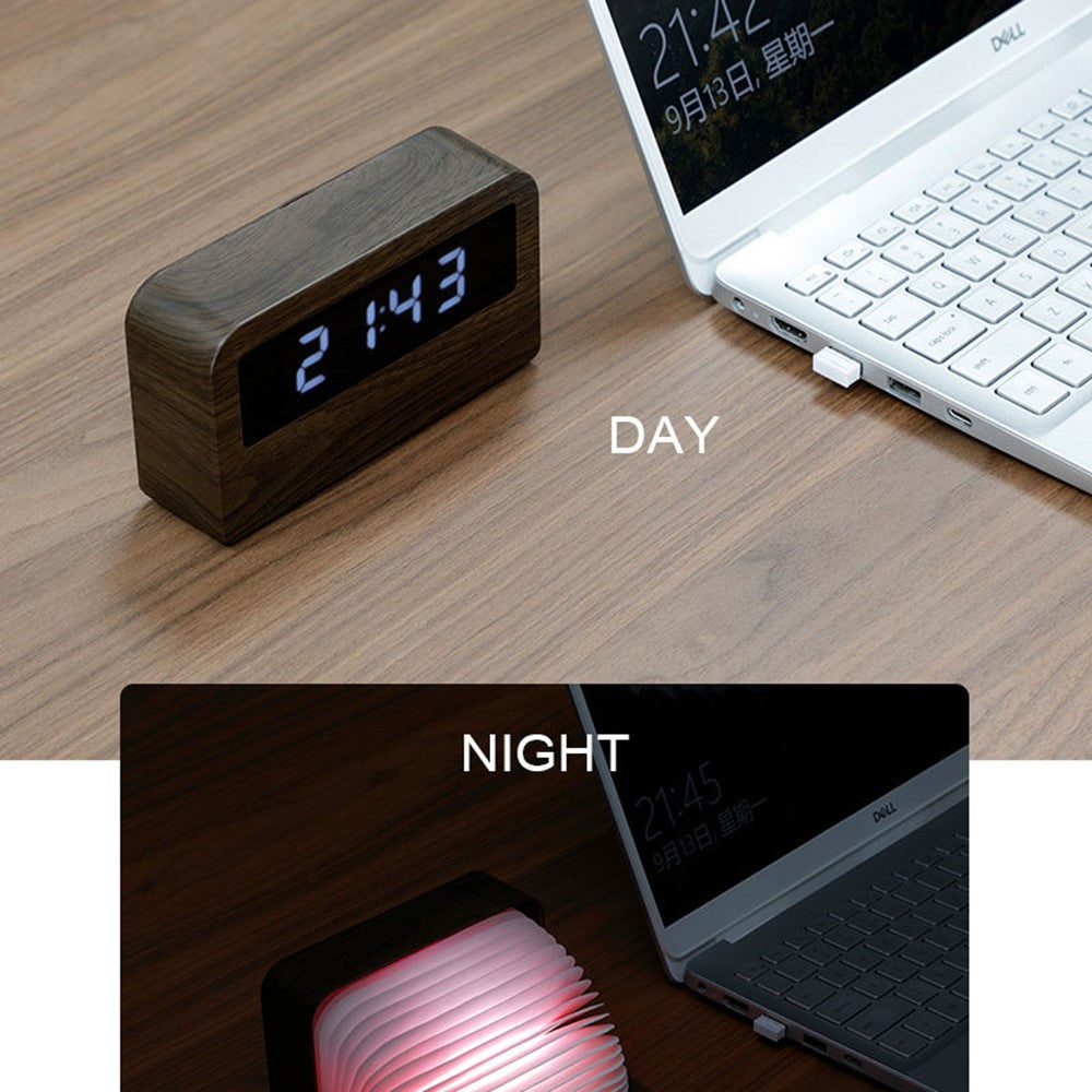 Y1 Creative Book-shaped Light Clock Time Display USB Rechargeable Smart Clock