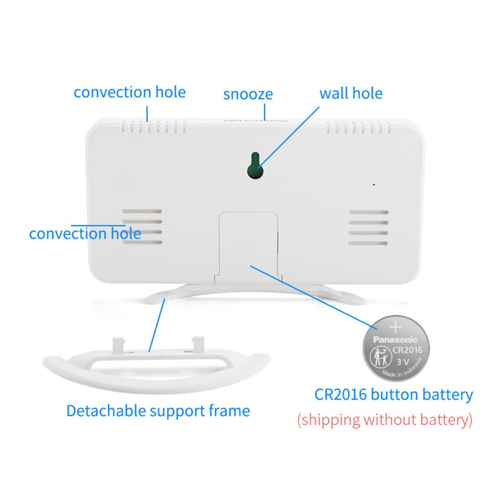 TS-8202 Digital Clock Large Display LED Electric Alarm Clock Vibration Design Mirror Surface Diming Mode 3 Levels Brightness USB Rechargeable Modern Decoration for Home Bedroom Office