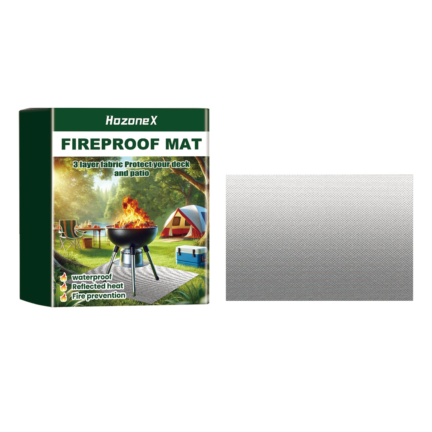 HOZONEX 39x60 Inch Portable BBQ Fire Resistant Mat Outdoor Lawn Patio Fireproof Waterproof Protection Pad