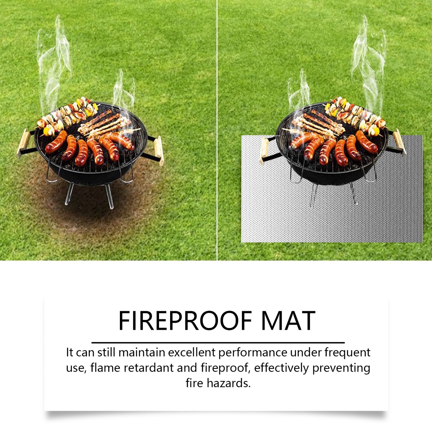 HOZONEX 39x60 Inch Portable BBQ Fire Resistant Mat Outdoor Lawn Patio Fireproof Waterproof Protection Pad