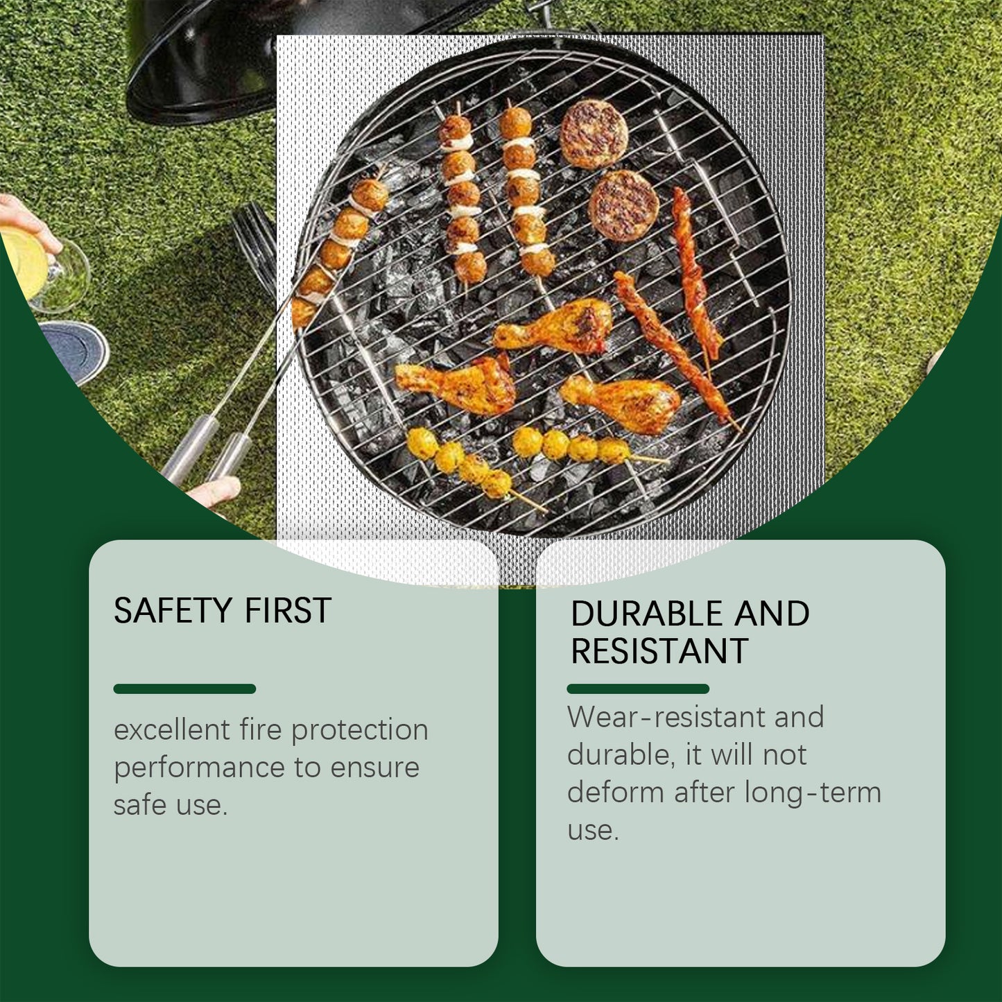 HOZONEX 39x60 Inch Portable BBQ Fire Resistant Mat Outdoor Lawn Patio Fireproof Waterproof Protection Pad