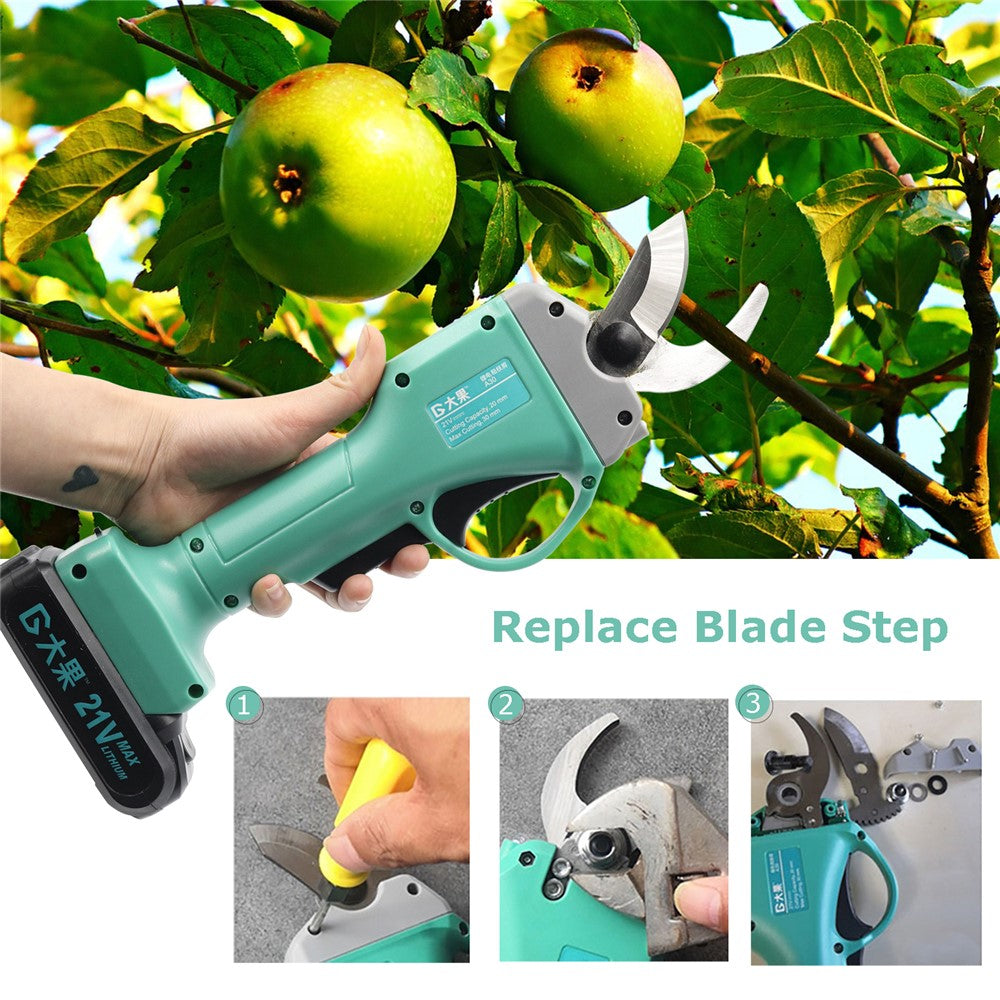 DAGO 21V Electric Pruning Shears Cordless Rechargeable Gardening Fruit Pruner Tree Branch Flowering Bushes Trimmers (1Pc Battery)