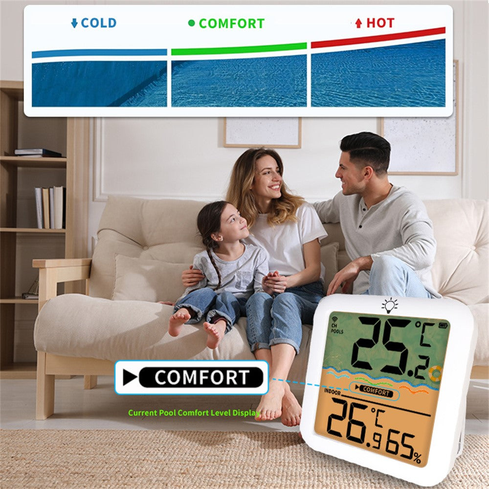 TS-PL07 Wireless Pool Thermometer IP68 Waterproof with Indoor Receiver Floating Digital Water Temperature Gauge for Swimming Pool Spa