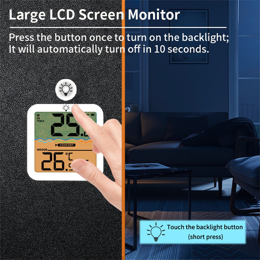 TS-PL07 Wireless Pool Thermometer IP68 Waterproof with Indoor Receiver Floating Digital Water Temperature Gauge for Swimming Pool Spa