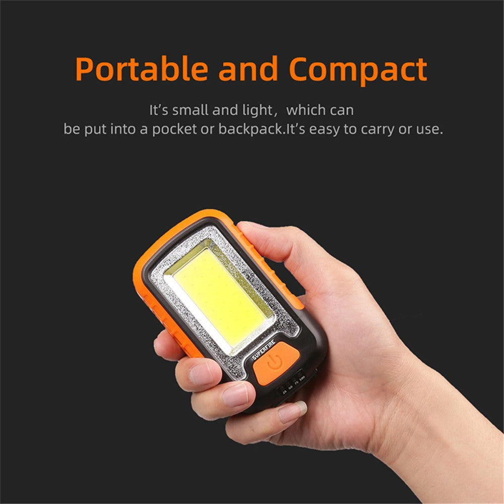 SUPERFIRE G21 Portable 650lm COB LED Work Light USB Rechargeable Waterproof Outdoor Camping Hiking Lamp